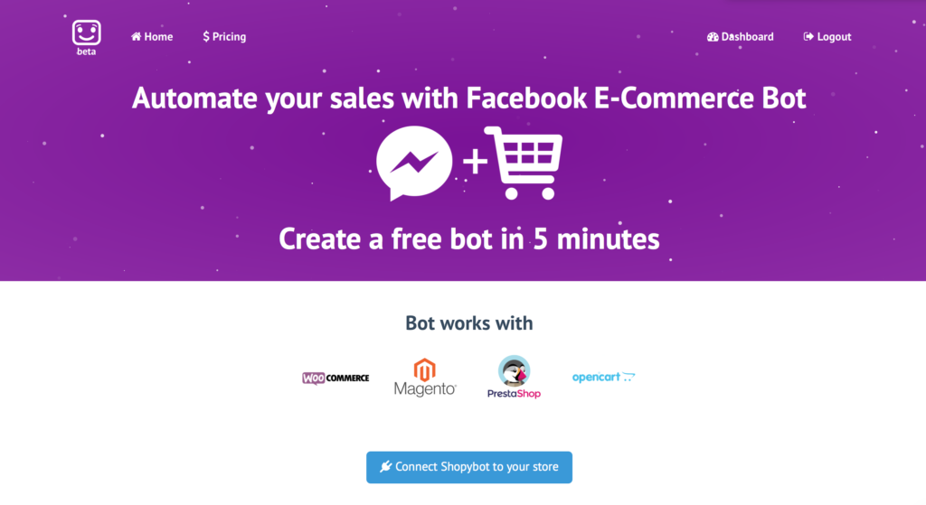 Shopybot homepage banner